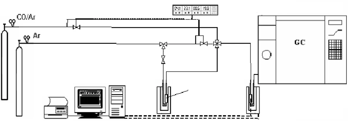 Figura 3.3 Impianto per test catalitico della reazione di Water Gas Shift 