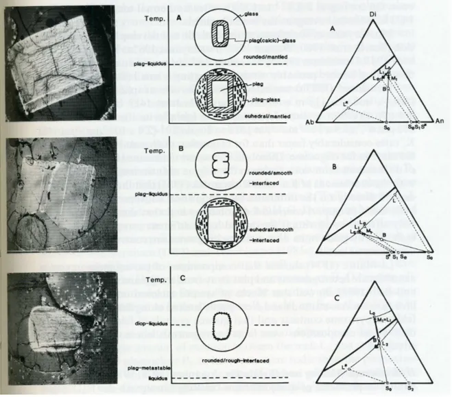 Fig.  2.10  A-C.  Summary  of  textures,  and  corresponding  photomicrographs  (width  2.8  mm),  produced  by 