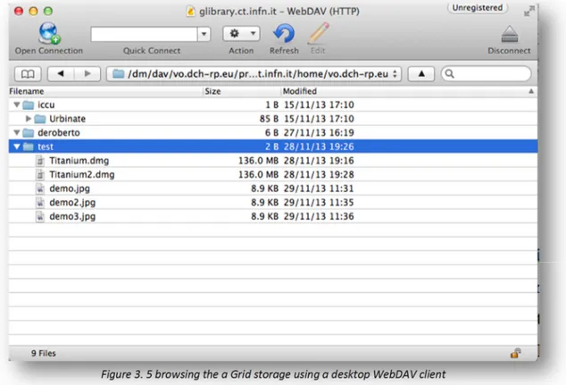Figure 3. 5 browsing the a Grid storage using a desktop WebDAV client 
