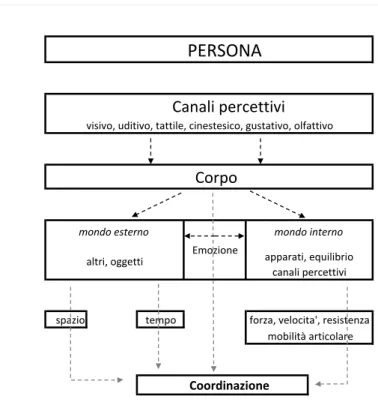 Figura 1: Interazioni tra percezione e azione nell’uomo.  Modificato: Mantovani &amp;Albanesi, 1997