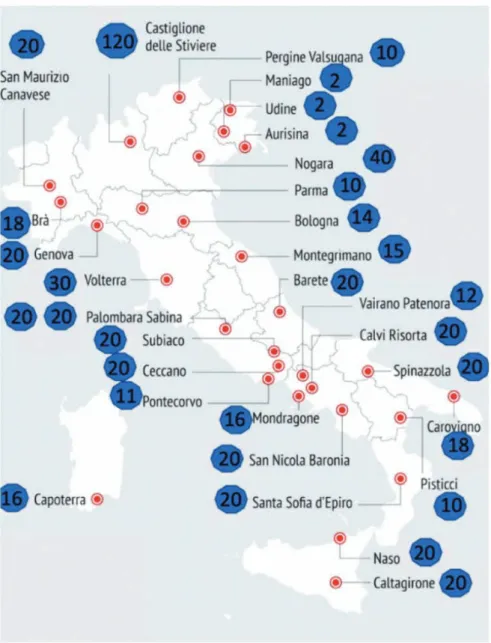 Figure 1 - Regional distribution of REMS in Italy (from http://avvenire.it, modified)