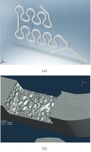 Fig. 1.1. (a) Solution domain. (b) The superﬁcial and volumetric mesh used in the model.
