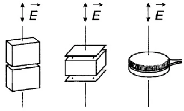 FIGURE 2-2  Geometries of commercial single-axis, free-body electric field  meters. 