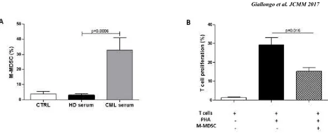 Figure 8. CML serum induces M-MDSC with T cell suppressive ability. A. Monocytes displayed phenotypic 