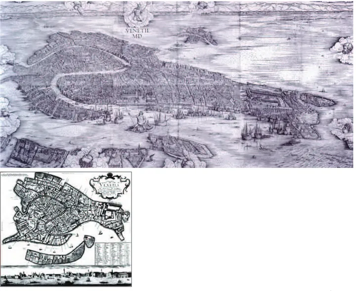 Fig.  56.  Pianta  prospettica  di  Venezia attribuita a Jacopo de’  Barbari, pubblicata da Antonio 