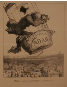 Fig. 6. Lithographie d’Honoré Daumier après l’ascension de Nadar dans le ballon « Le Géant », parue dans 