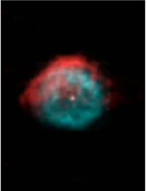 Figure 1.9: Composite image of IRAS 18576+0341 obtained by superposition of VLA radio images at 6 cm (red) and VISIR 17.65 µ m (blue)
