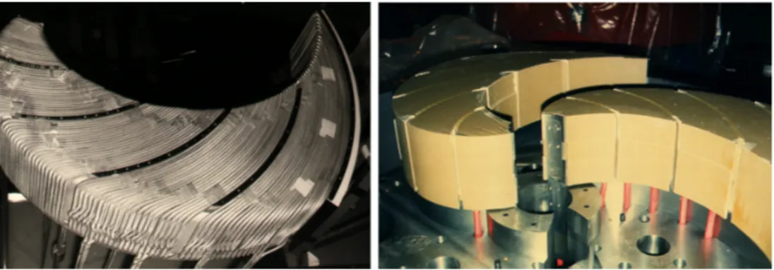 Figure 2.9: Correction trim coils in the INFN-LNS Superconducting Cyclotron. Five groups of trim coils, each one composed by four coils, are visible on the left