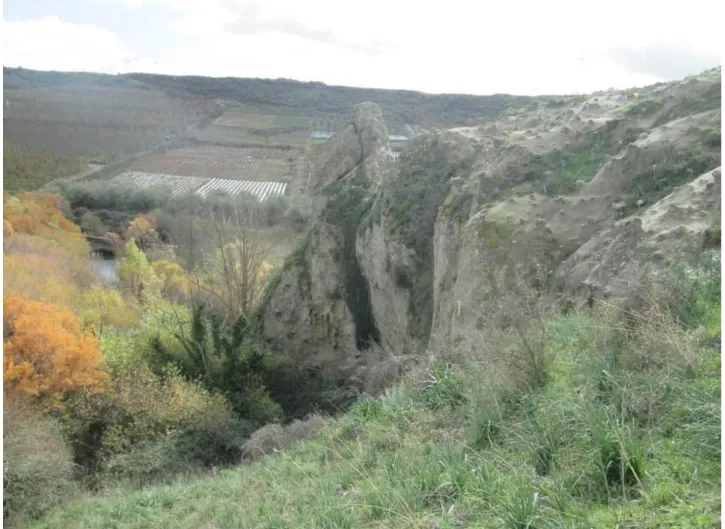 Figura 3. Grotte della Farina secondo Al-Idrisi, ribattezzate ‘dei Giganti’ da Radice, situate sulla sponda del Saracena,  nei pressi del Castello Maniace (foto dell'autore).