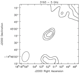 Figure 2.7: radio contour image of the bubble 3193 from our data at 5 GHz. Contours are 1.2, 1.4 and 1.6 mJy/beam.