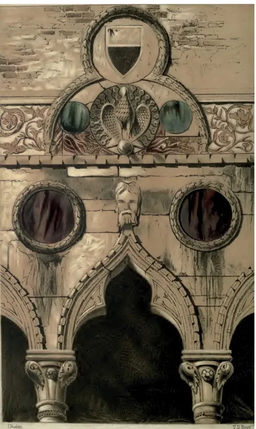 Fig. 1.15. Palazzo dei Badoari Partecipazzi, Venezia. Decorazione tramite dischi. Da Ruskin 1851-1853,  vol