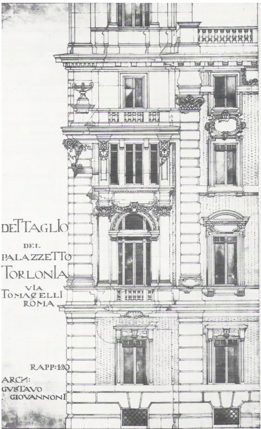 Fig. 1.17. Palazzetto Torlonia, Roma. Disegno per il restauro di Gustavo Giovannoni (dettaglio) (1908- (1908-1909).