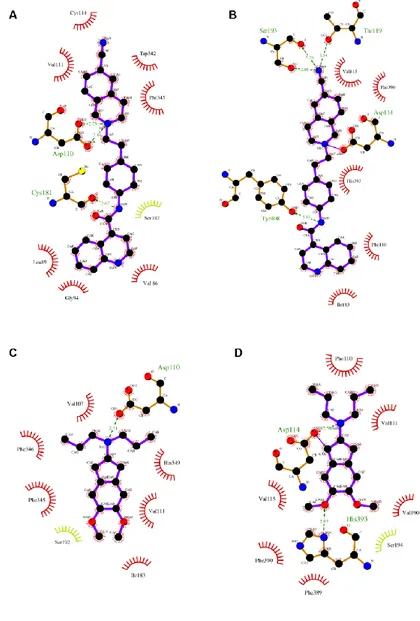 Figure S3. Two dimensional diagrams of binding mode of ligands docked into 