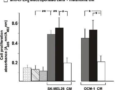 Fig. 16 Effetto dell’anticorpo anti-cPLA 2  elettroporato all’interno delle GP8.3 sulla 