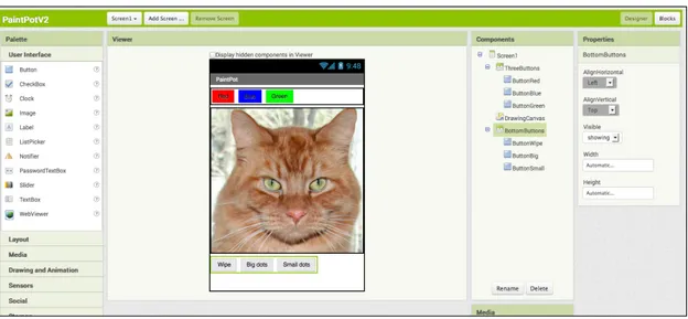 Figura 1.6: Esempio di sviluppo di interfaccia grafica con Mit App Inventor.