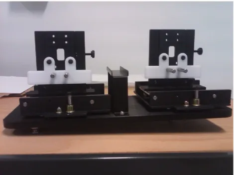 Figure 4. 4 Spectrophotometer sample holder, one for the reference beam and the other for the sample beam 