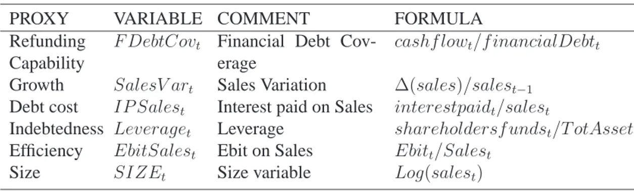 Table 3.2: Description of the input variables in the distress prediction model