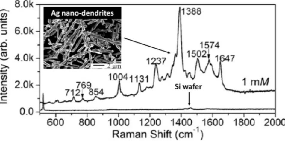 Figure  1.8  -  SERS  spectrum  of  C60  nanoclusters  coupled  silver  dendrites  from  solution  of 
