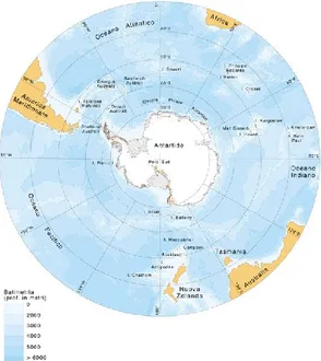 Figura 13. Immagine satellitare della Baia Terra Nova; le increspature sono sottili formazioni di 