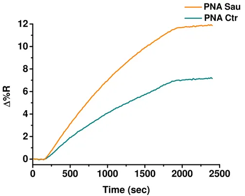 Figure 27.  Time-dependent SPRI curves showing the nanoparticle-enhanced SPRI detection of S