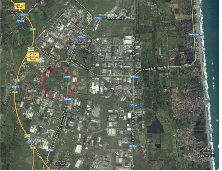 Figura 7.2 – Ubicazione dell’impianto di depurazione consortile di Catania 