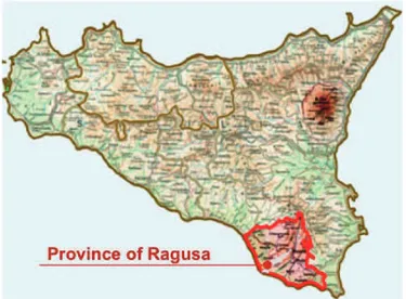 Figure 6.1: Province of Ragusa (Sicily, Italy), one of the most important livestock breed- breed-ing areas in the country.