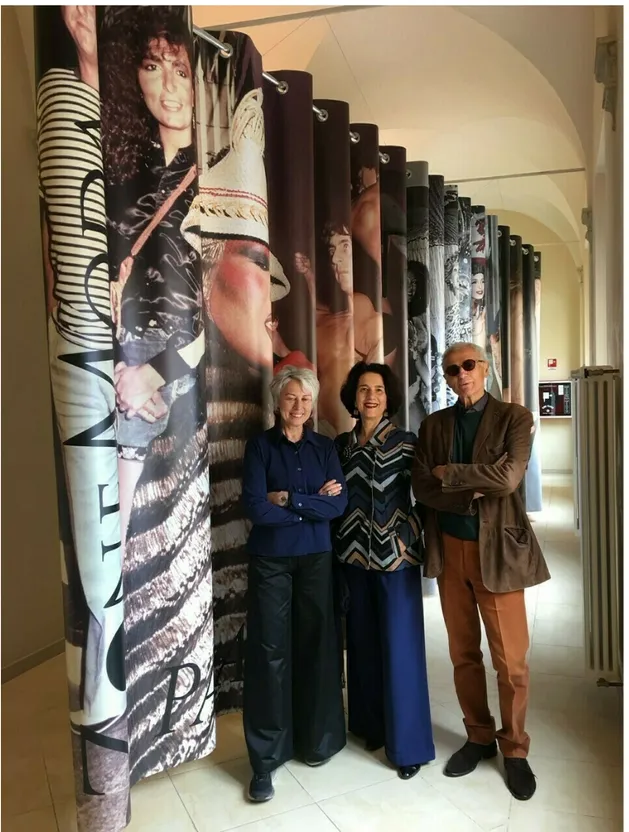 Figure 1: Paolo Fabbri and Simonetta Franci with Simona Segre Reinach, during the inauguration of “Fashion in Paradise