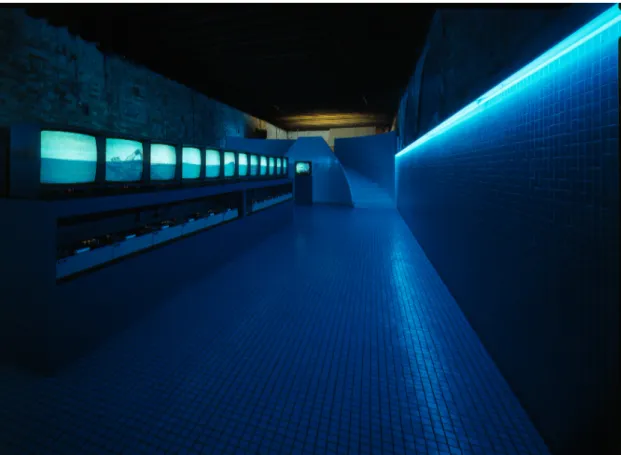 Figura 6: Studio Azzurro, Il nuotatore (va troppo spesso ad Heidelberg), videoambiente, Palazzo Fortuny, Venezia, 1984