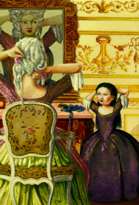 Figura 6 – Nastri, pettini e spilli per acconciare i capelli. Illustrazione tratta da Jacob e Wilhelm Grimm and Fabian Negrin