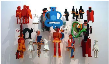 Fig. 15 – F. Depero, Marionette dei Balli plastici (ricostruzio- (ricostruzio-ne), 1981, Mart, Rovereto, legno, dimensioni varie