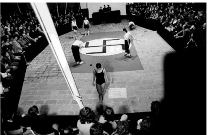 Fig. 3 Fabio Mauri, Che cosa è il fascismo, 1971,  Stabilimenti Safa Palatino, Roma. Foto Cavallini 