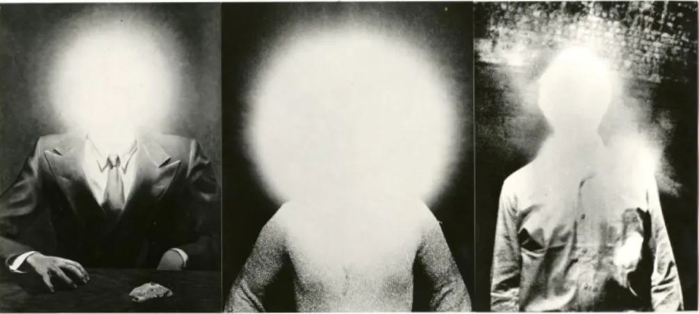 Fig. 1 Adriano Altamira, Il piacere dell’illuminazione  (René Magritte 1937, Urs Luthi 1972, Duane Michals 1968) 