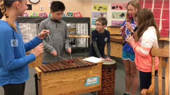 Figure 4 – Students recreating concepts studied through Copland’s Appalachian Spring  and Rodeo using different instruments