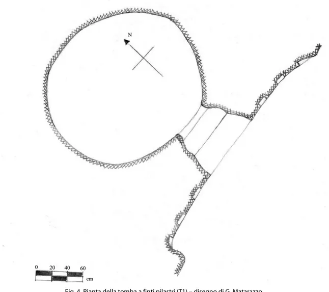 Fig. 4. Pianta della tomba a finti pilastri (T1) – disegno di G. Matarazzo. 