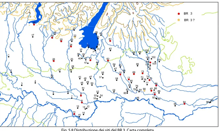 Fig. 5.8 Distribuzione dei siti del BR 3. Carta completa. 