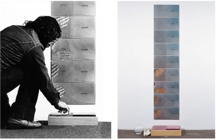 Fig.  4,  Maurizio  Osti,  …outside,  1975,  installazione,  resina  poliestere,  9  foto  a  colori,  dimensioni  variabili,  Courtesy dell’artista