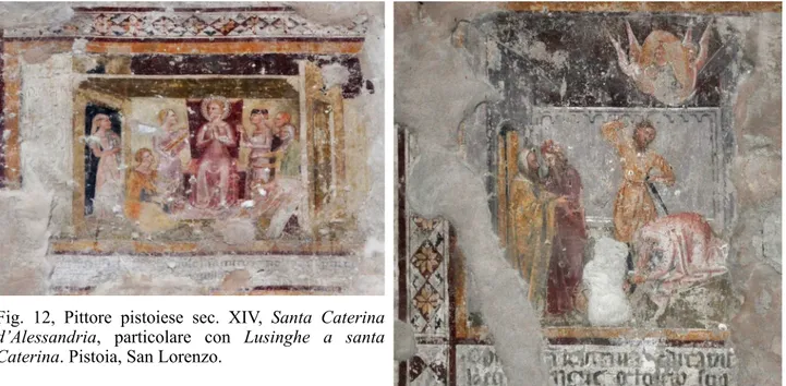 Fig.  12,  Pittore  pistoiese  sec.  XIV,  Santa  Caterina  d’Alessandria,  particolare  con  Lusinghe  a  santa  Caterina