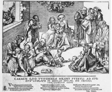 Fig.  7,  Lucas  Cranach  il  Vecchio,  Sacra  Parentela  (1509  circa),  xilografia,  Dresda,  Staatliche  Kunstsammlungen  Dresden,  Kupferstich-Kabinett,  Inv.-Nr