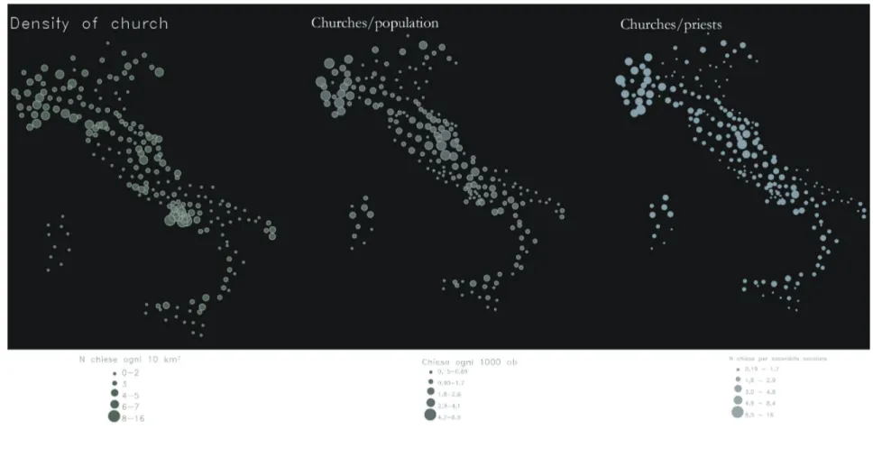 Fig. 24 A scheme about the Italian situation in which few managers  (priests) manage a lot of church