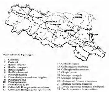 Fig. 5 - Unità di Paesaggio previ- previ-ste dal Piano Paesistico Regionale  dell’Emilia-Romagna (1986)