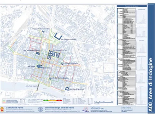 Fig. 09 - Tavola di sintesi di tutte le  123 vie del centro storico della  cit-tà con indicazione dei relativi livelli  di accessibilità (non accessibile  = rossa; accessibile con  accom-pagnatore = gialla; accessibile in  autonomia = verde).