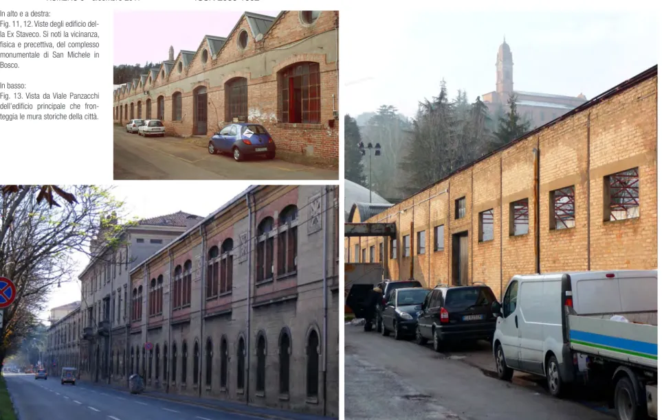 Fig.  13. Vista  da Viale  Panzacchi  dell’edificio  principale  che   fron-teggia le mura storiche della città.