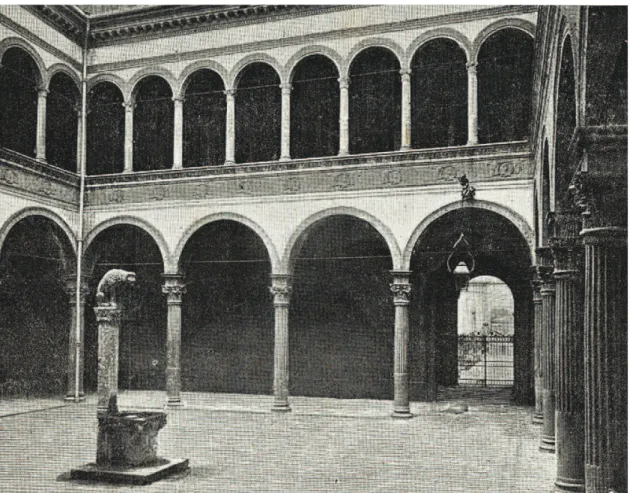 Fig. 1 Cortile di palazzo Sanuti ora  Bevilacqua, 1484. 