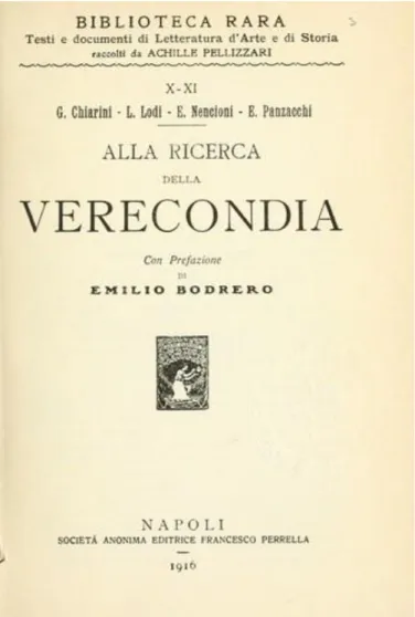 Fig.  4:  Il  frontespizio  dell’edizione  del  1916,  curata  da  Emilio  Bodrero,  della  polemica 