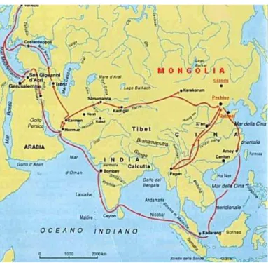 Fig. 2 – Il viaggio di Marco Polo. 