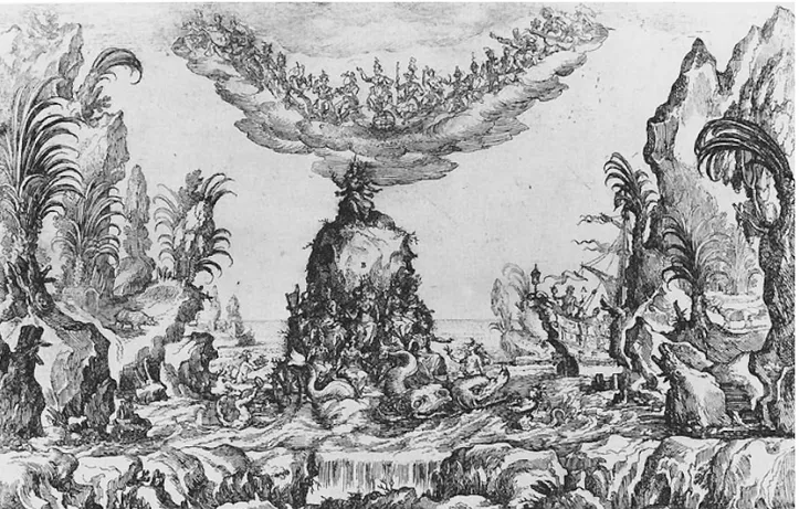 fig. 4. Remigio Cantagallina (da Giulio Parigi), La nave di Amerigo Vespucci, acquaforte, 1608, Firenze, Gabinetto 