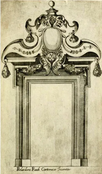 Fig. 9. Bernardino Radi, progetti di portali, da “Varij dise- dise-gni de architettura e ornati de porte”, Roma, 1619