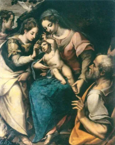 Fig. 6. Francesco Cavazzoni, Sacra famiglia, santa Caterina e un ange-