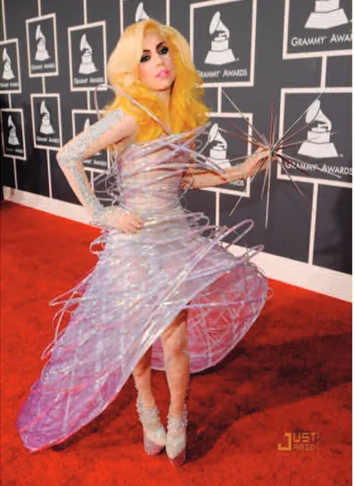 Fig. 11 - Lady Gaga ai Grammy Awards in un abito scultura