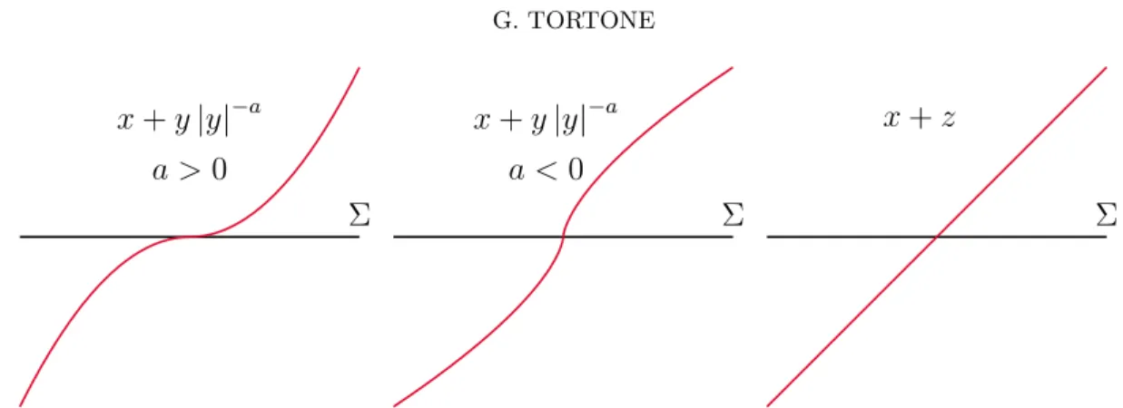 Figure 1. The change of variable allows to regularize the problem in the y-direction and it emphasizes the role of the vectorial tangent map.
